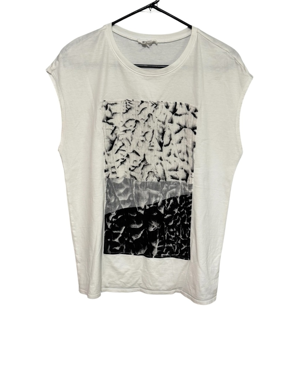 Helmut Lang White Tank with Abstract Black Graphic Panel